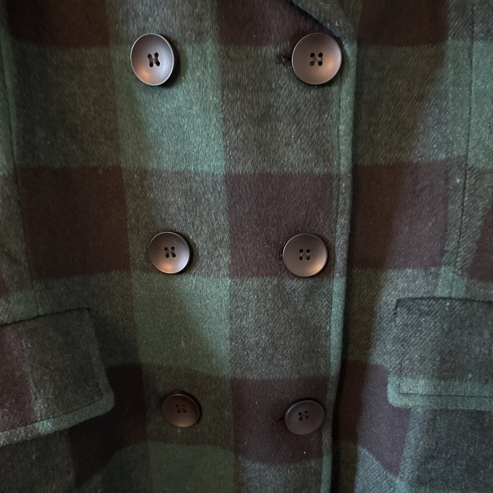 NWOT Green And Black Plaid Women’s Coat XL, Holiday , Warm, Pea Coat, Winter - Picture 2 of 9